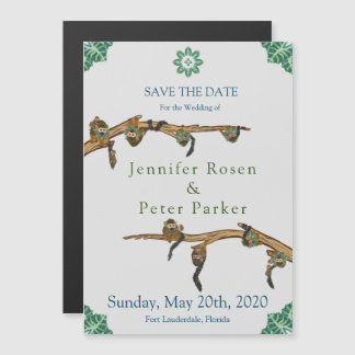 Squirrel Monkeys, Branches, and Jungle Leaves Magnetic Invitation