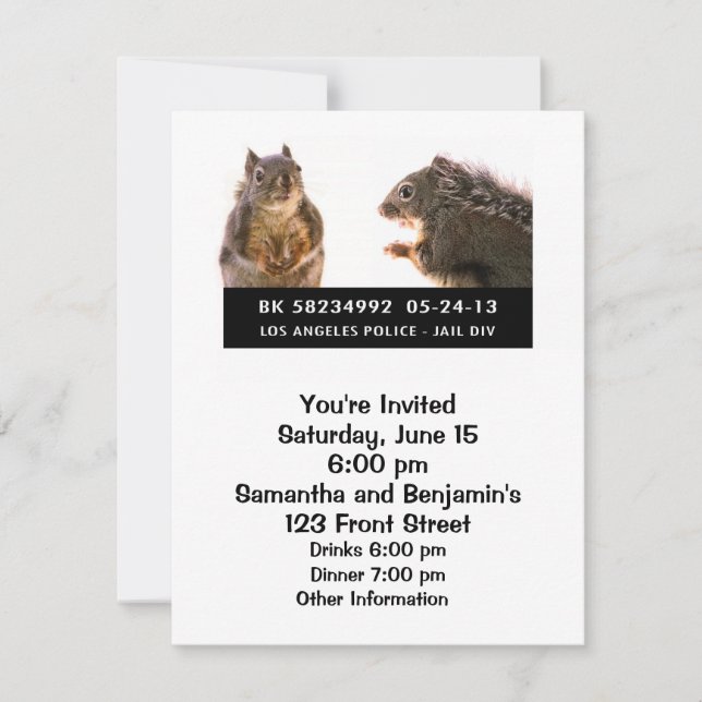 Squirrel Mug Shot Invitation (Front)