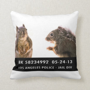 Squirrel Mug Shot Throw Pillow