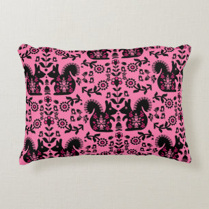 Squirrel Nordic Scandinavian Folk Art Accent Pillow