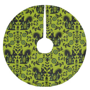 Squirrel Nordic Scandinavian Folk Art       Brushed Polyester Tree Skirt