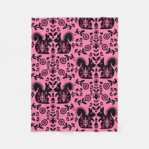 Squirrel Nordic Scandinavian Folk Art     Fleece Blanket