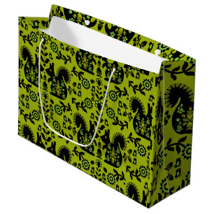 Squirrel Nordic Scandinavian Folk Art Large Gift Bag