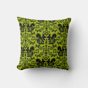 Squirrel Nordic Scandinavian Folk Art Throw Pillow