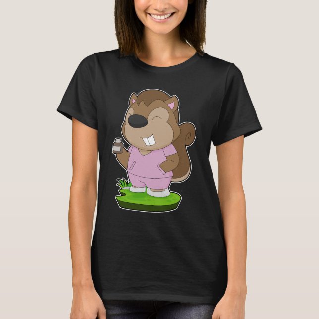 Squirrel Nurse Medicine T-Shirt (Front)