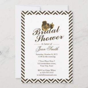 Squirrel & Nut Chevron Stripes Bridal Shower Invitation