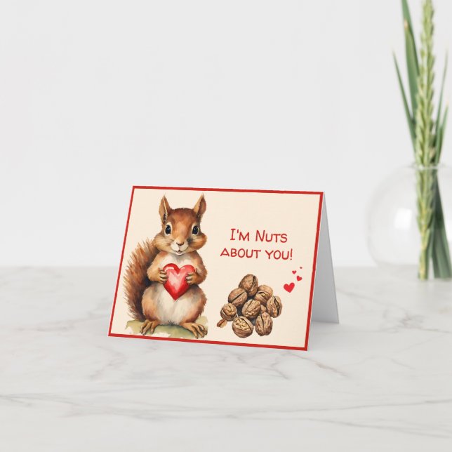 Squirrel Nuts About You Valentines Day  Holiday Card (Front)