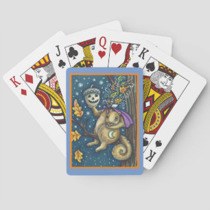 SQUIRREL OF SLEEPY HOLLOW & ACORN, FUNNY HALLOWEEN PLAYING CARDS