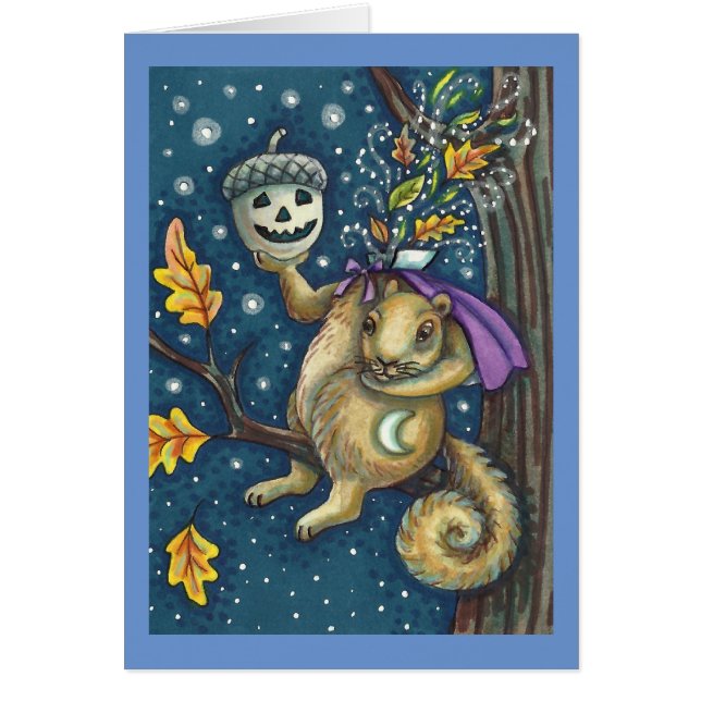 SQUIRREL OF SLEEPY HOLLOW, FUNNY HALLOWEEN CARD (Front)