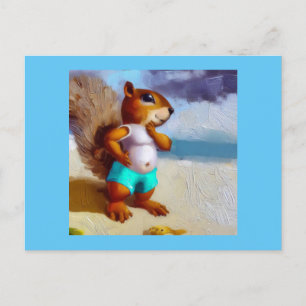 Squirrel On A Beach Postcard