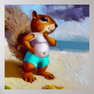 Squirrel On A Beach Poster