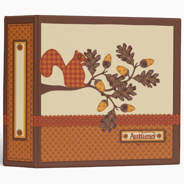 Squirrel on Branch Applique-look Thanksgiving Binder (Front/Spine)