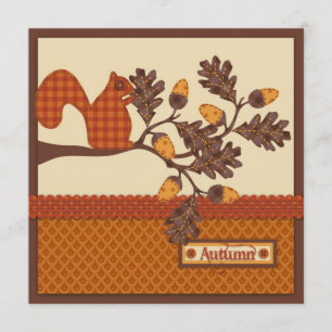 Squirrel on Branch Applique-look Thanksgiving Invitation