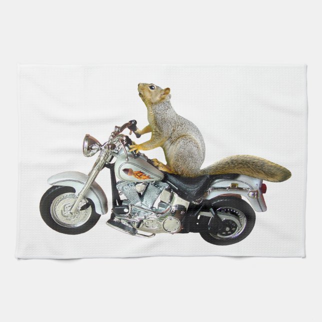 Squirrel on Motorcycle Kitchen Towel (Horizontal)