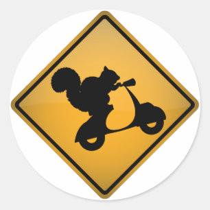 Squirrel on Scooter Classic Round Sticker