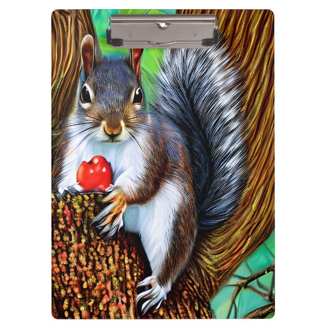 Squirrel on The Tree with Fruit-47566 Clipboard (Front)
