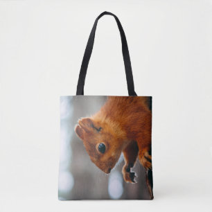SQUIRREL ON TREE TRUNK TOTE BAG