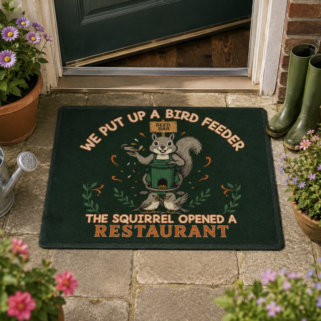 Squirrel Opened a Restaurant Funny Bird Feeder Out Doormat (Creator Uploaded)