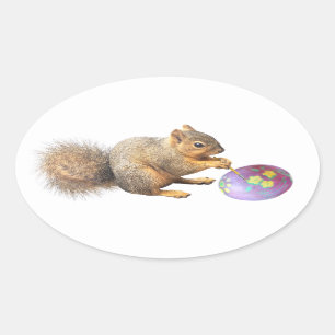 Squirrel Painting Easter Egg Sticker