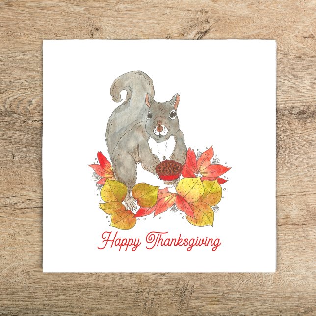 Squirrel Pecan Pie Thanksgiving Napkin (Creator Uploaded)