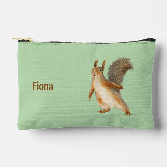Squirrel Personalized  Accessory Pouch (Front)