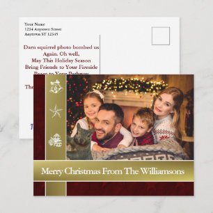 Squirrel Photo Bombs Family Photo Christmas Postcard