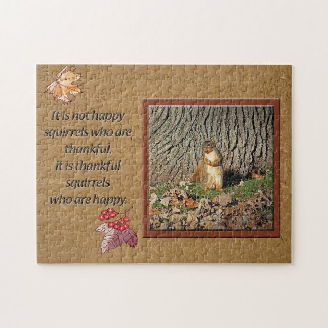 Squirrel Photo Thankful Quote Jigsaw Puzzle (Horizontal)