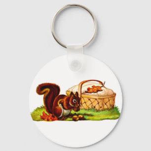 Squirrel Picnic Keychain
