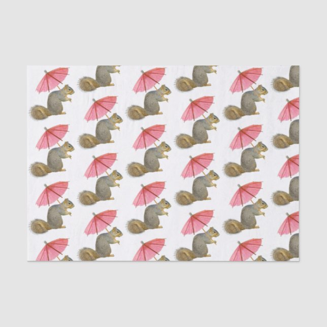 Squirrel Pink Parasol Tissue Paper (Front)