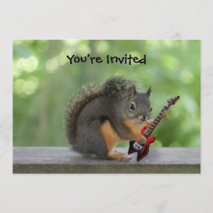 Squirrel Playing Electric Guitar Invitation