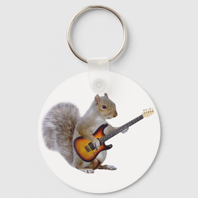 Squirrel Playing Guitar Keychain (Front)