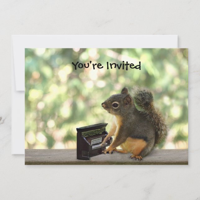 Squirrel Playing Piano Invitation (Front)