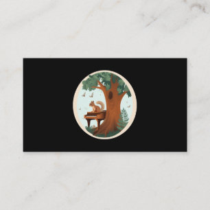 Squirrel Playing The Piano In A Forest Cottagecore Business Card