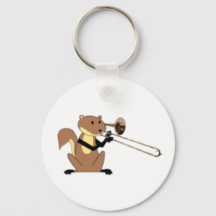 Squirrel Playing the Trombone Keychain
