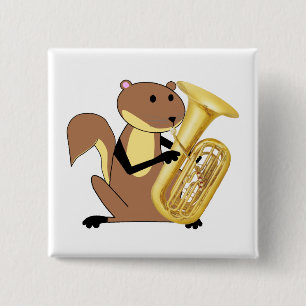 Squirrel Playing the Tuba 2 Inch Square Button