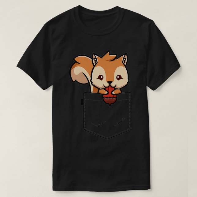 Squirrel Pocket  Funny Squirrel  Kid Lover Kawaii  T-Shirt (Design Front)