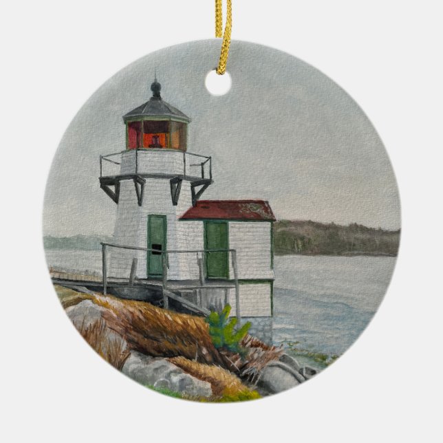 Squirrel Point Light Ceramic Ornament (Front)