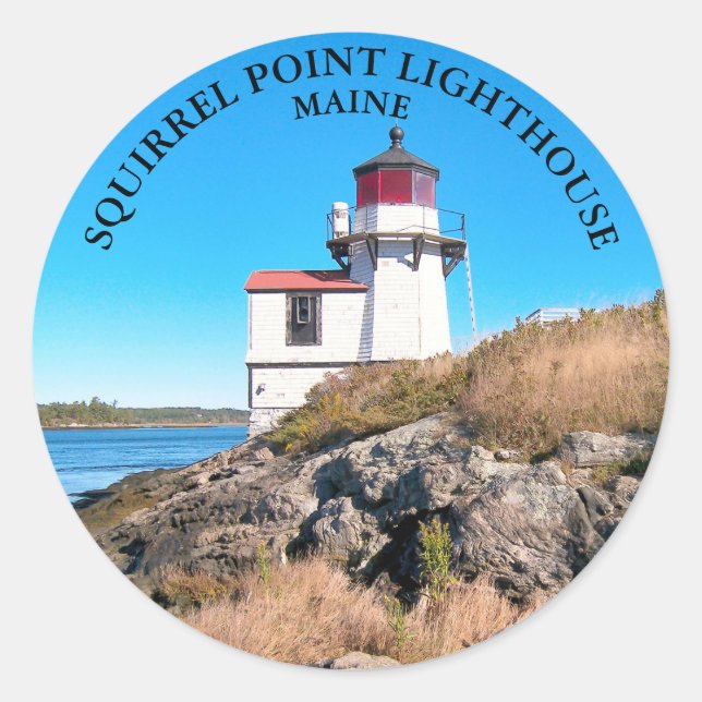 Squirrel Point Lighthouse, Maine Round Stickers (Front)