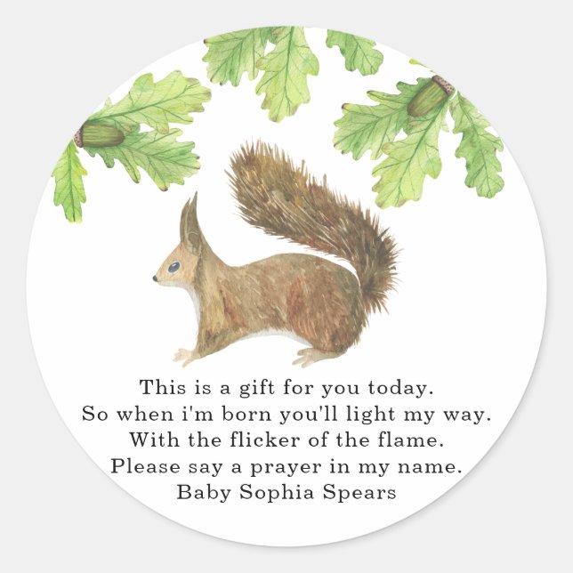 Squirrel - Prayer candle label (Front)