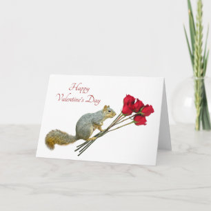 Squirrel Red Roses Valentine's Day Card