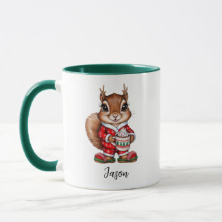 Squirrel Reindeer Personalized Christmas Mug