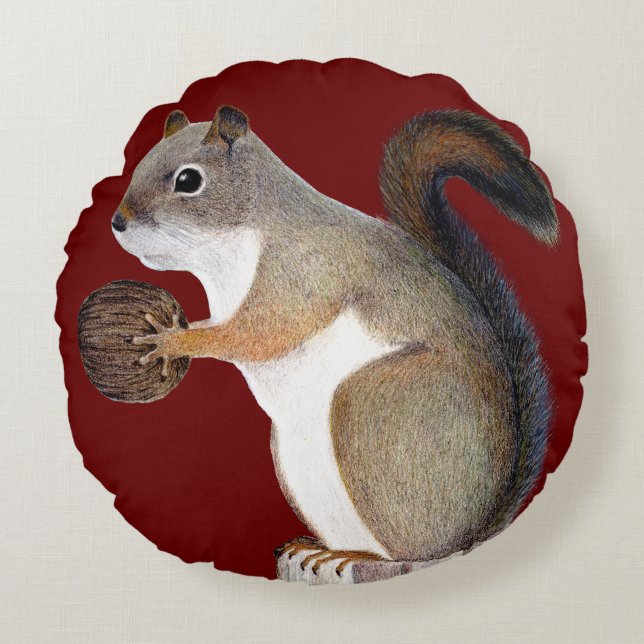 Squirrel Round Pillow (Front)