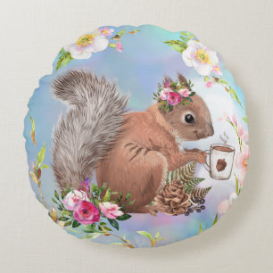 Squirrel Round Throw Pillow