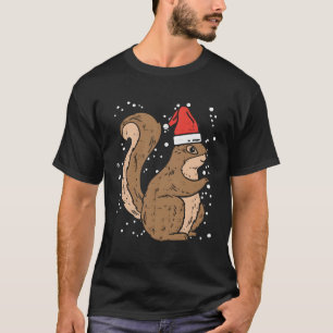 Squirrel Santa Hat Christmas Xmas Pajama Animal Lo T-Shirt