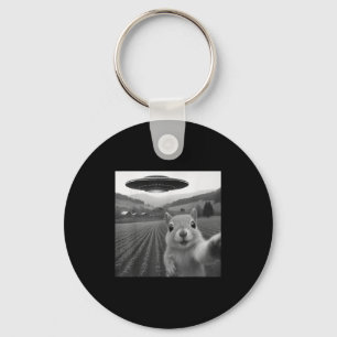 Squirrel Selfie With Alien Ufo Funny For Men Women Keychain