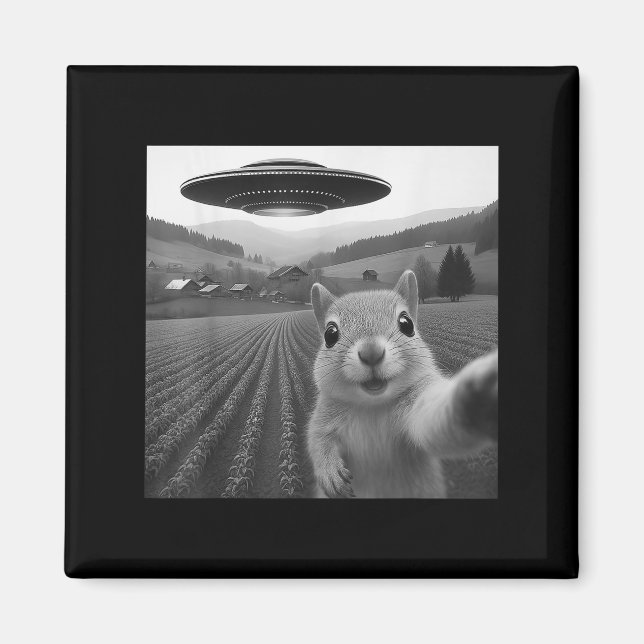 Squirrel Selfie With Alien Ufo Funny Gifts For Men Magnet (Front)