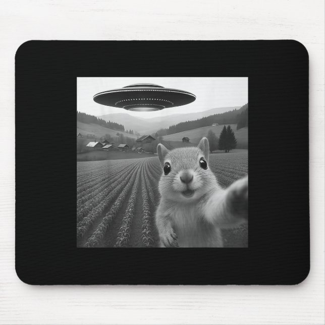 Squirrel Selfie With Alien Ufo Funny Gifts For Men Mouse Pad (Front)