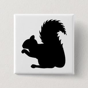 Squirrel Silhouette 2 Inch Square Button