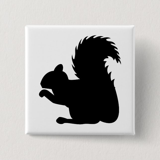 Squirrel Silhouette 2 Inch Square Button (Front)
