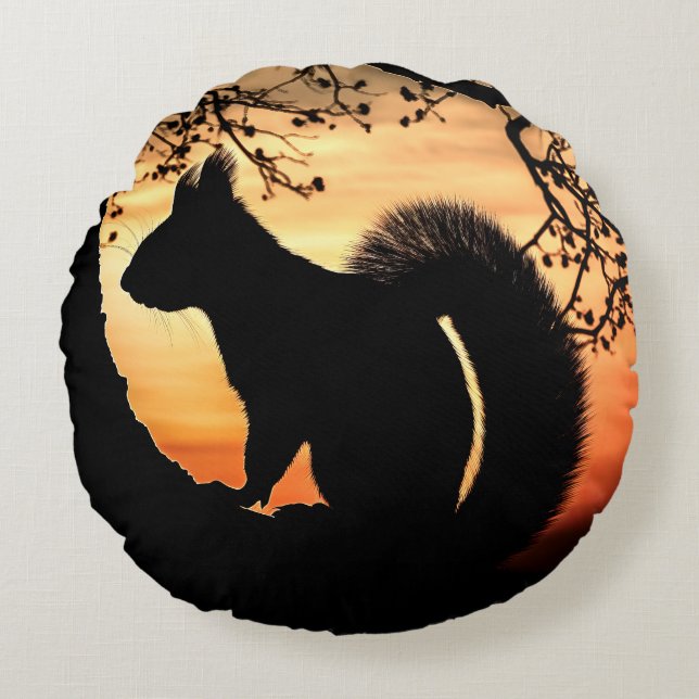 Squirrel Silhouette Round Pillow (Front)